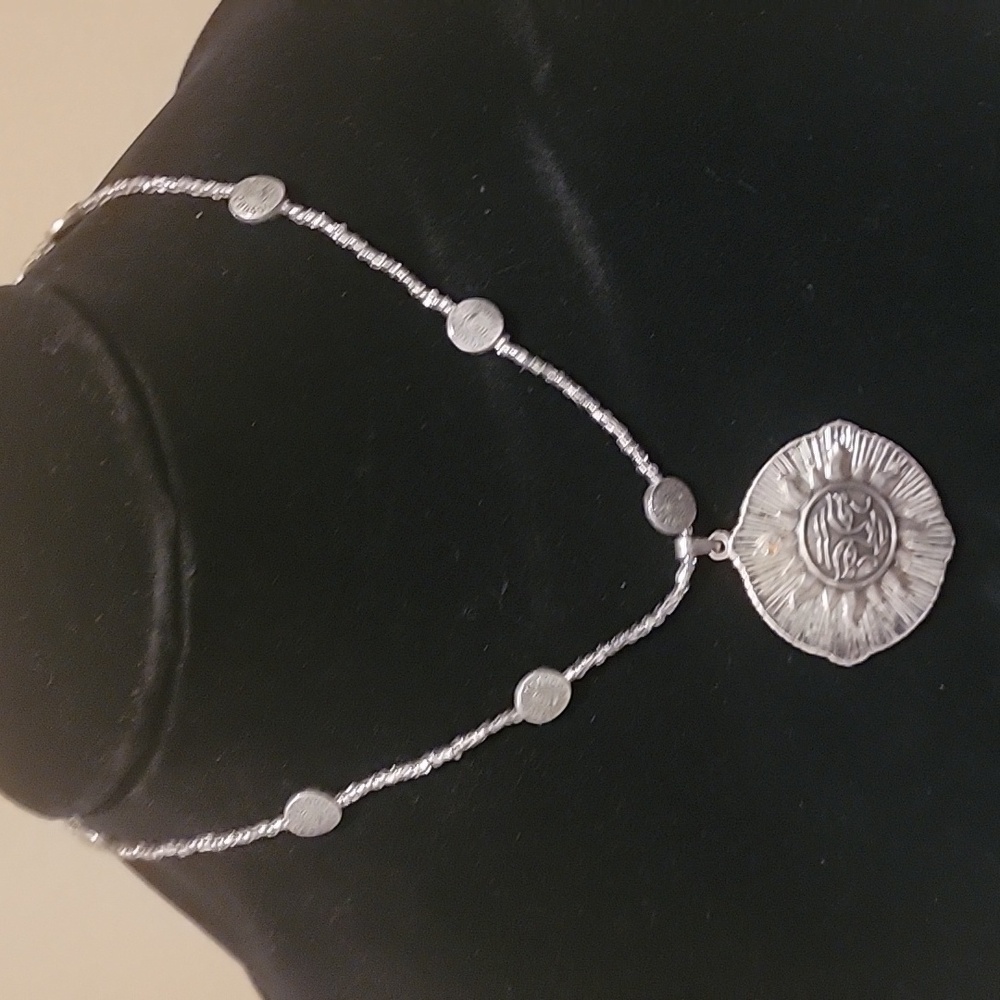 Silver sun face necklace Reversible, two-sided two faces great detail. Rare. VTG